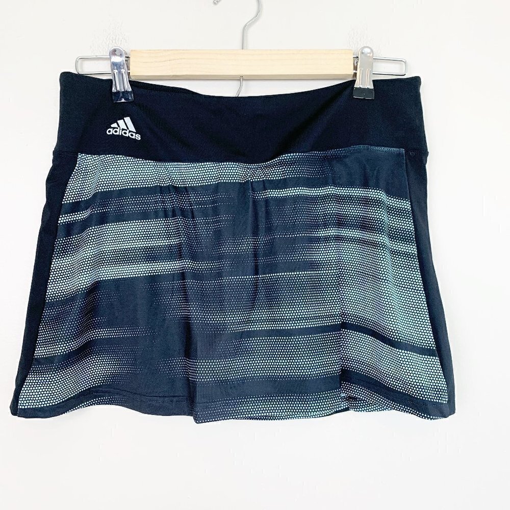 Adidas Skirted Short Set - Black & Turquois pattern, Size Medium/Large